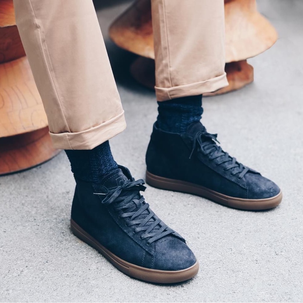 Clae Bradley Mid - Deep Navy Waxed Suede